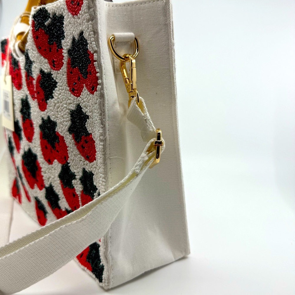 SOL AND MER Beaded Strawberry Purse with Handles and Crossbody Strap NWT VIRAL!🍓 - Picture 5 of 9